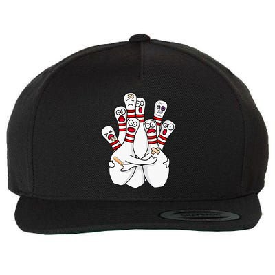 Cartoon Bowling Scared Bowling Pins Funny Sport Bowler Wool Snapback Cap