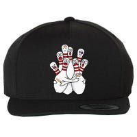 Cartoon Bowling Scared Bowling Pins Funny Sport Bowler Wool Snapback Cap