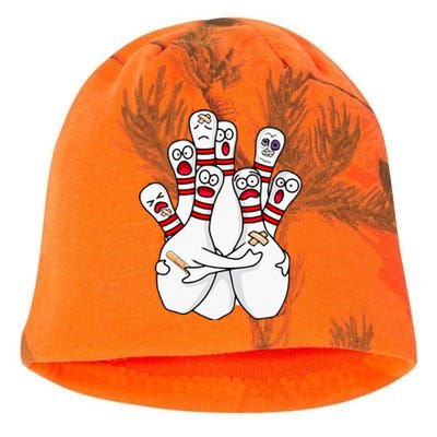 Cartoon Bowling Scared Bowling Pins Funny Sport Bowler Kati - Camo Knit Beanie