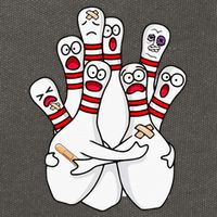 Cartoon Bowling Scared Bowling Pins Funny Sport Bowler Cotton Canvas Backpack