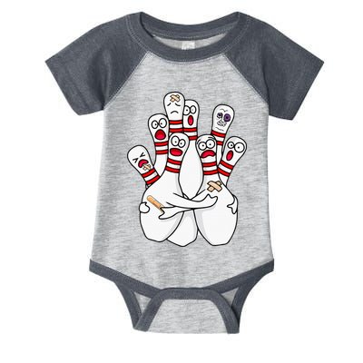 Cartoon Bowling Scared Bowling Pins Funny Sport Bowler Infant Baby Jersey Bodysuit