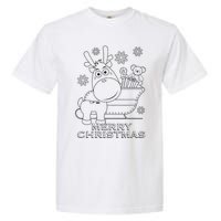 Coloring Book Style Blank Merry Christmas Tree Reindeer Garment-Dyed Heavyweight T-Shirt