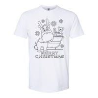 Coloring Book Style Blank Merry Christmas Tree Reindeer Softstyle CVC T-Shirt