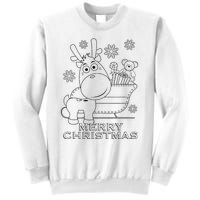 Coloring Book Style Blank Merry Christmas Tree Reindeer Sweatshirt