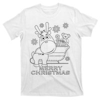 Coloring Book Style Blank Merry Christmas Tree Reindeer T-Shirt