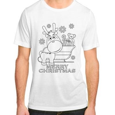 Coloring Book Style Blank Merry Christmas Tree Reindeer Adult ChromaSoft Performance T-Shirt