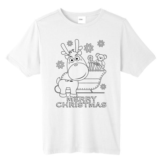 Coloring Book Style Blank Merry Christmas Tree Reindeer Tall Fusion ChromaSoft Performance T-Shirt