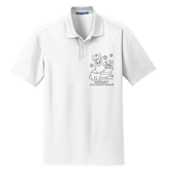 Coloring Book Style Blank Merry Christmas Tree Reindeer Dry Zone Grid Polo