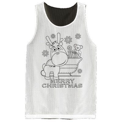 Coloring Book Style Blank Merry Christmas Tree Reindeer Mesh Reversible Basketball Jersey Tank