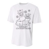 Coloring Book Style Blank Merry Christmas Tree Reindeer Performance Sprint T-Shirt