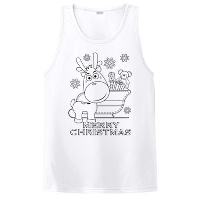 Coloring Book Style Blank Merry Christmas Tree Reindeer PosiCharge Competitor Tank