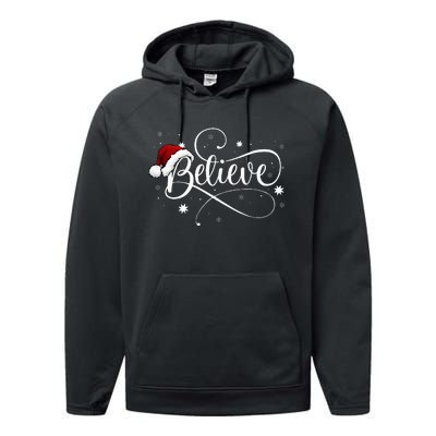 Christmas Believe Santa Claus Believe Christmas Performance Fleece Hoodie