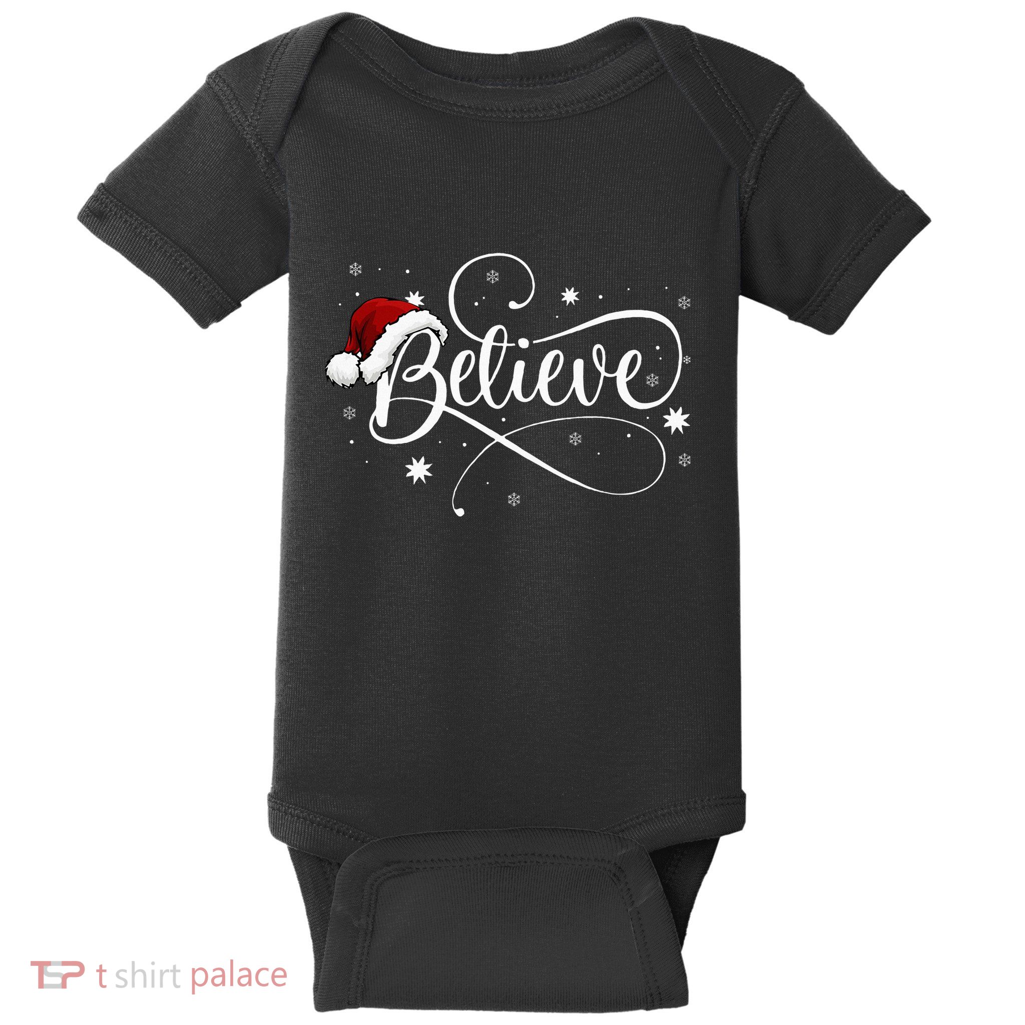 Christmas Believe Santa Claus Believe Christmas Baby Bodysuit