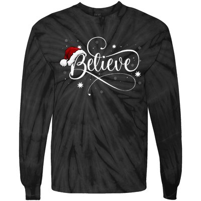 Christmas Believe Santa Claus Believe Christmas Tie-Dye Long Sleeve Shirt