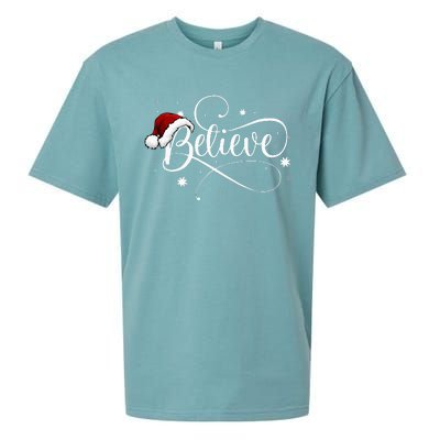 Christmas Believe Santa Claus Believe Christmas Sueded Cloud Jersey T-Shirt