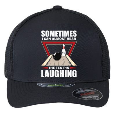 Cool Bowling Sport Bowler Funny Hear The Ten Pin Laughing Flexfit Unipanel Trucker Cap