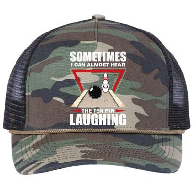 Cool Bowling Sport Bowler Funny Hear The Ten Pin Laughing Retro Rope Trucker Hat Cap