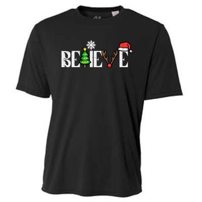 Christmas Believe Santa Xmas Boy Girl Cooling Performance Crew T-Shirt