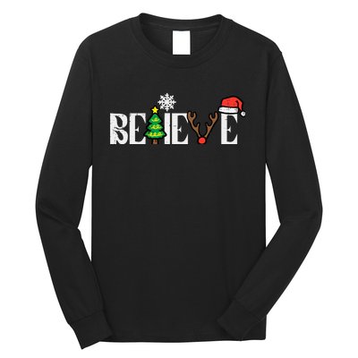 Christmas Believe Santa Xmas Boy Girl Long Sleeve Shirt