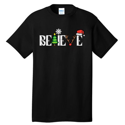 Christmas Believe Santa Xmas Boy Girl Tall T-Shirt