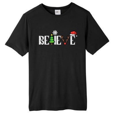 Christmas Believe Santa Xmas Boy Girl Tall Fusion ChromaSoft Performance T-Shirt