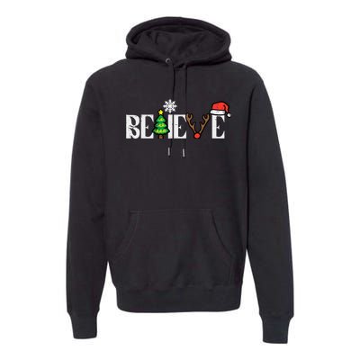 Christmas Believe Santa Xmas Boy Girl Premium Hoodie