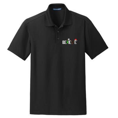 Christmas Believe Santa Xmas Boy Girl Dry Zone Grid Polo