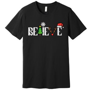 Christmas Believe Santa Xmas Boy Girl Premium T-Shirt