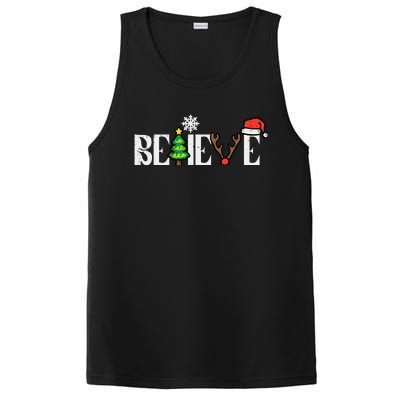 Christmas Believe Santa Xmas Boy Girl PosiCharge Competitor Tank