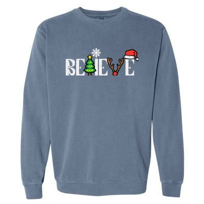 Christmas Believe Santa Xmas Boy Girl Garment-Dyed Sweatshirt