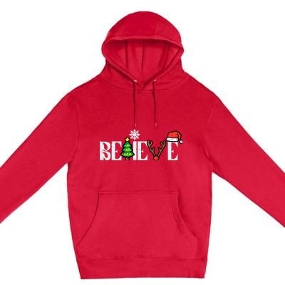 Christmas Believe Santa Xmas Boy Girl Premium Pullover Hoodie