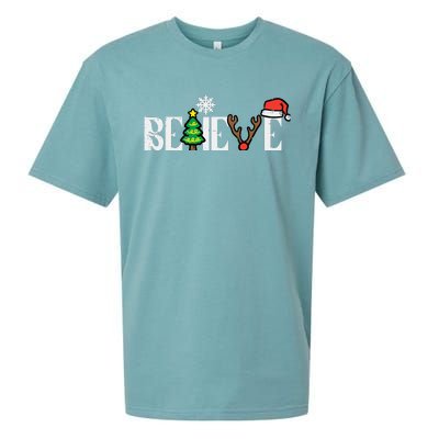 Christmas Believe Santa Xmas Boy Girl Sueded Cloud Jersey T-Shirt