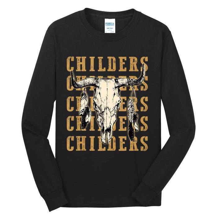 Childers Bull Skull Leopard Cow Skulls Bluegrass Music Tall Long Sleeve T-Shirt