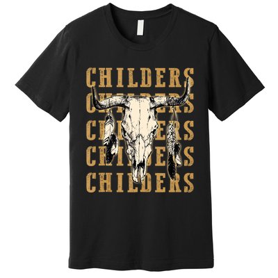 Childers Bull Skull Leopard Cow Skulls Bluegrass Music Premium T-Shirt