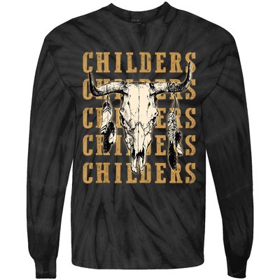 Childers Bull Skull Leopard Cow Skulls Bluegrass Music Tie-Dye Long Sleeve Shirt