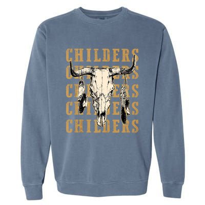 Childers Bull Skull Leopard Cow Skulls Bluegrass Music Garment-Dyed Sweatshirt