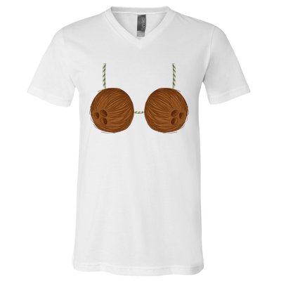 Coconut Bra Summer Season Swimming Beach V-Neck T-Shirt