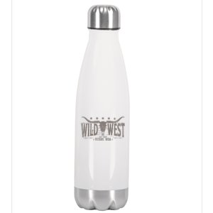 Cow Bull Skull Longhorn Skull Western Country Music Trip Stainless Steel Insulated Water Bottle