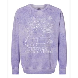 Coloring Book Style Blank Merry Christmas Tree Reindeer Colorblast Crewneck Sweatshirt