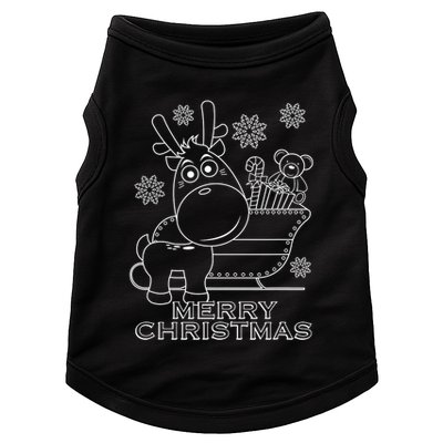 Coloring Book Style Blank Merry Christmas Tree Reindeer Doggie Tank