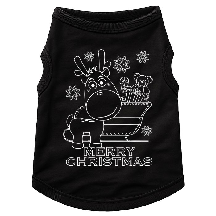 Coloring Book Style Blank Merry Christmas Tree Reindeer Doggie Tank