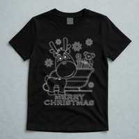 Coloring Book Style Blank Merry Christmas Tree Reindeer T-Shirt