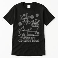 Coloring Book Style Blank Merry Christmas Tree Reindeer Tall T-Shirt