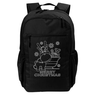 Coloring Book Style Blank Merry Christmas Tree Reindeer Backpack