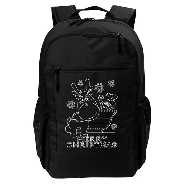 Coloring Book Style Blank Merry Christmas Tree Reindeer Backpack