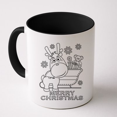 Coloring Book Style Blank Merry Christmas Tree Reindeer Mug