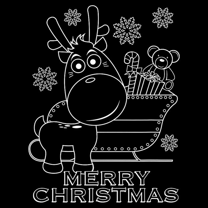 Coloring Book Style Blank Merry Christmas Tree Reindeer Flatbill Hat