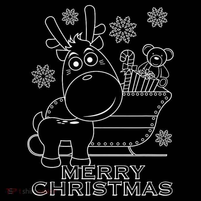 Coloring Book Style Blank Merry Christmas Tree Reindeer Magnet