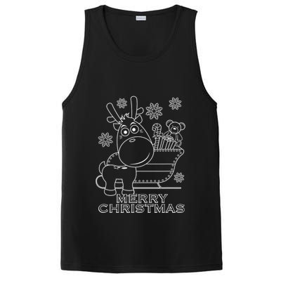 Coloring Book Style Blank Merry Christmas Tree Reindeer PosiCharge Competitor Tank