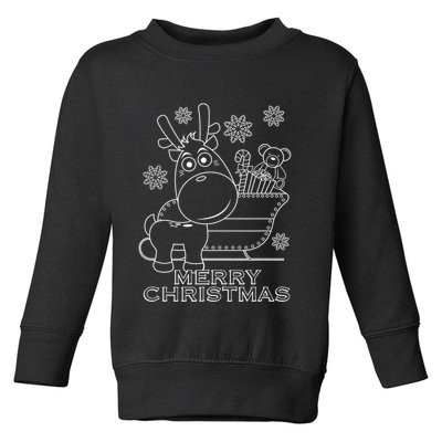 Coloring Book Style Blank Merry Christmas Tree Reindeer Toddler Sweatshirt